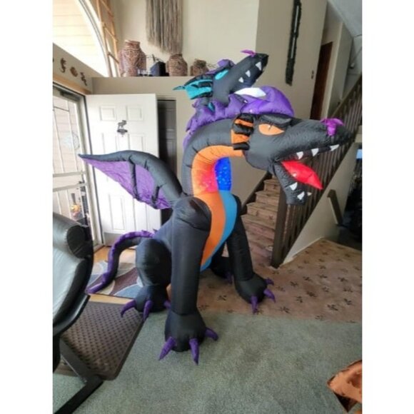 Halloween Inflatables 7FT Giant Fire & Ice 2 Headed Dragon Outdoor